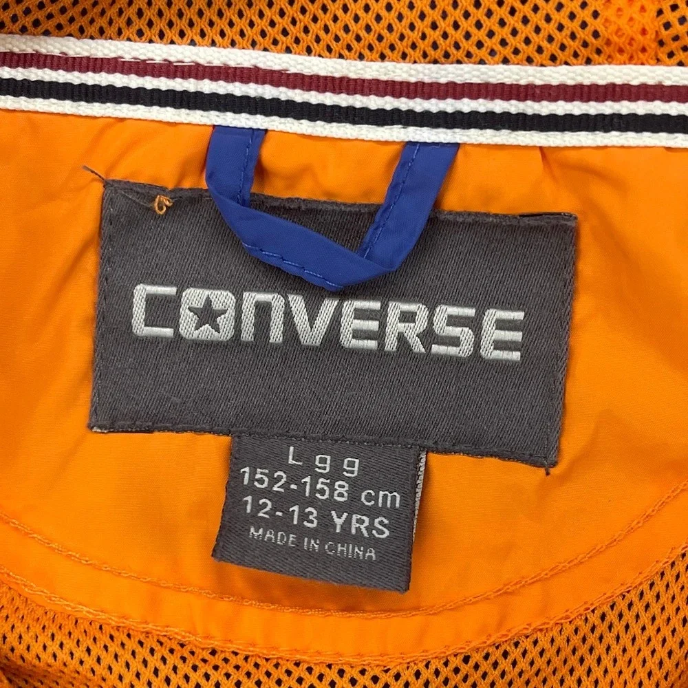 Converse Kids Large 12-13 Blue‎ Colorblock Windbreaker Jacket Hooded